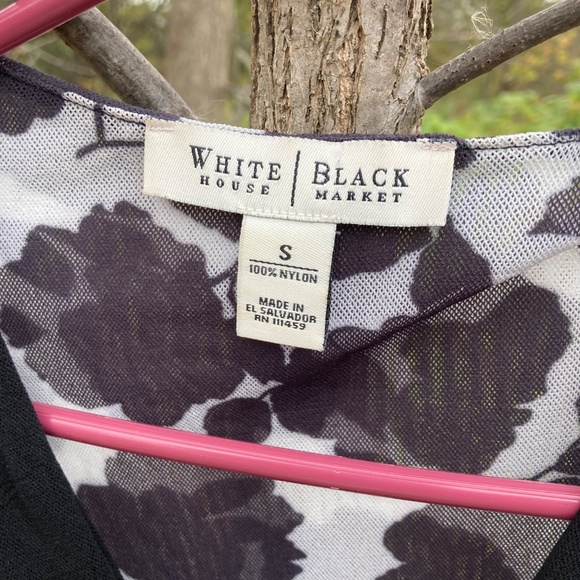 REDUCED! White House Black Market Black & White Floral Mesh Tunic Dress—size S - Picture 2 of 3